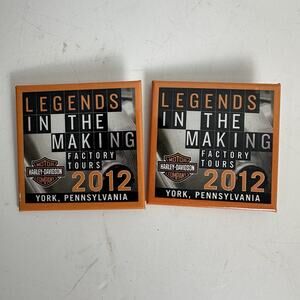 Harley Davidson Pin Factory Tours Legends in the Marking 2012 York PA Button Set